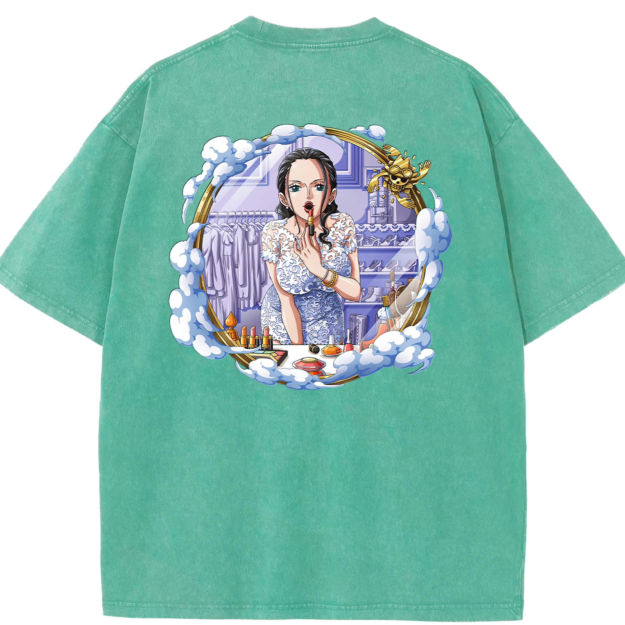ワンピース ニコ・ロビン ONE PIECE Nico Robin 綿100% ヴィンテージ風 半袖Tシャツ（背面プリント）